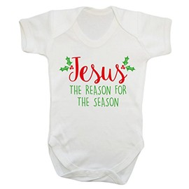 Jesus The Reason for The Season Baby Vest Bodysuit Babygrow Boys Girls Unisex White