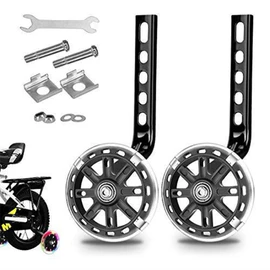 AZNABLE Auxiliary Wheels, 12 - 20 Inches, Kids, Kids, Practice, Bicycle Ballast, Easy Installation, Quiet Design, 5 Adjustable Levels, Colorful (Black)