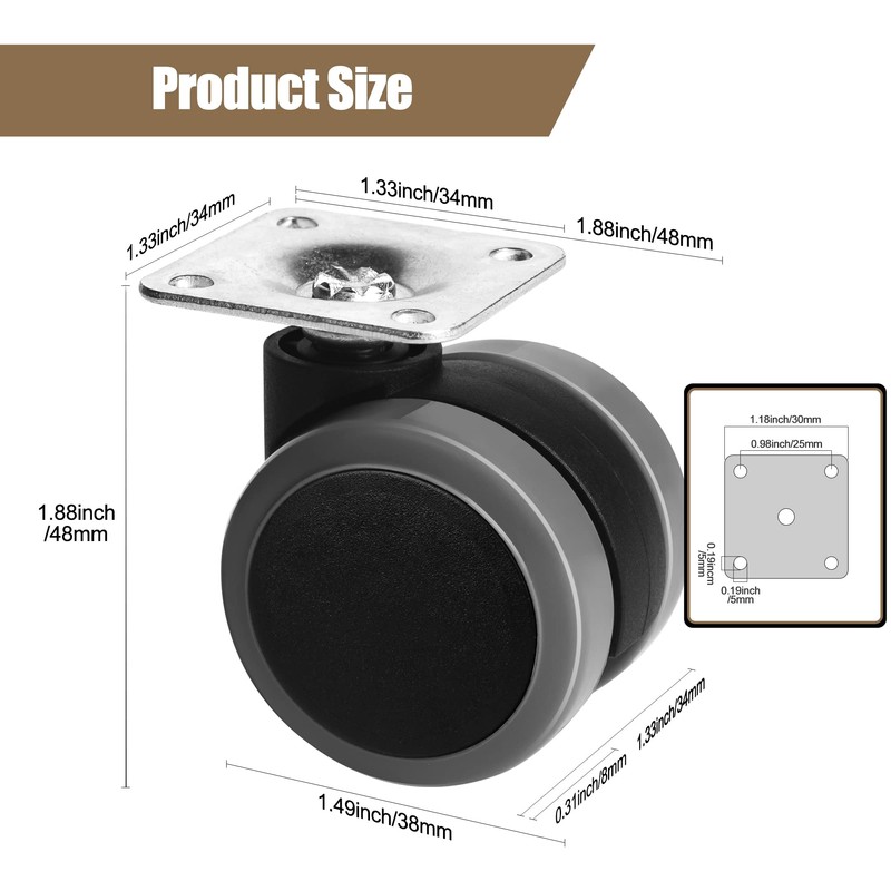 Cofufu Self Adhesive Caster Wheels Set for Trash Can, Storage