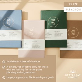 2025 Diary in Faux Leather, 160 Pages, Daily Sections, Goals, Planning, Calendars, To Do Lists, Gold Foiling, Luxury Planner (Blush Pink)