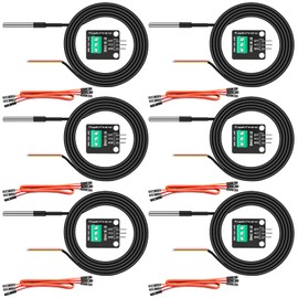 YELUFT 6 Pack DS18B20 Temperature Sensor High-Accuracy Stainless Steel Temperature Probe with Adapter Board and Jumper Wires for Arduino ESP32 Raspberry Pi