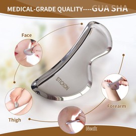 JustSun Gua Sha Scraper Soft Tissue Massage Tools Stainless Steel IASTM Tool for Spa Acupuncture Therapy Reduction Muscle Pain (Style 1)