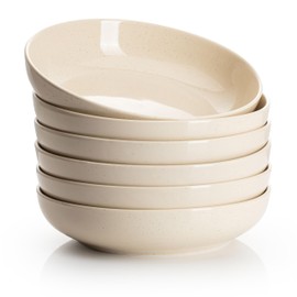 Sweese Pasta Bowls, 30 Ounce Salad Serving Bowls Set of 6, 8.4 Inch Porcelain Plates for Serving Dinner, Salad - Microwave Dishwasher Safe, Hot Assorted Colors