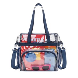 Lyingflat Clear Bag for Stadium Events 12x12x6 Clear Tote Bag with Large Front Pocket Removable Strap for Work Sports Concert