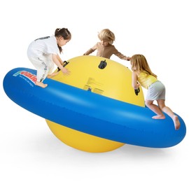 OLAKIDS 8FT Inflatable Dome Rocker Bouncer, Outdoor Kids Giant Roll and Play Seesaw Rocker with 6 Secure Handles, Max Weight 250 LBS