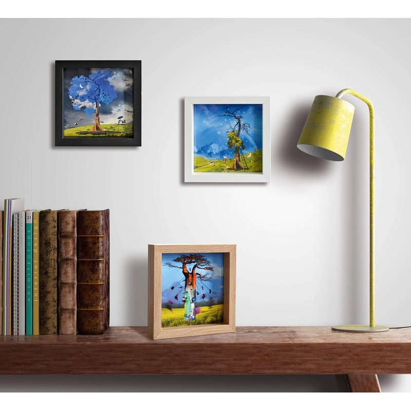 International Graphics Framed Postcards, Wood, 16 x 16 cm
