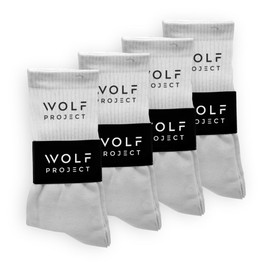 Wolf Project Athletic Socks For Men, Medium Cut, Sports or Casual (White)