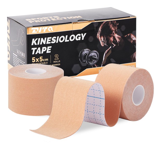 ZVTQ Kinesiology Tape (2 Rolls) - Waterproof, Breathable, Hypoallergenic -