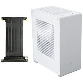 ZZEW A1P Mini-ITX Case, Micro ITX PC Case, Mini Computer Case in White Color, Full Aluminum Small Gaming Case with 3.0 Dual Reverse PCI Riser Cable