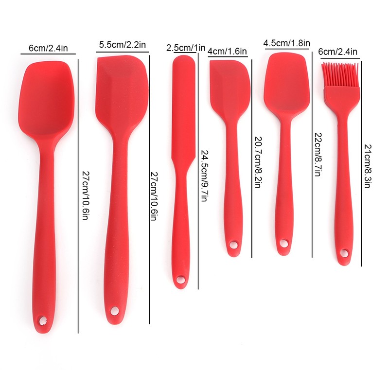 6PCS Set Silicone Spatula Cream Butter Scraper Brush Spoon Kitchen