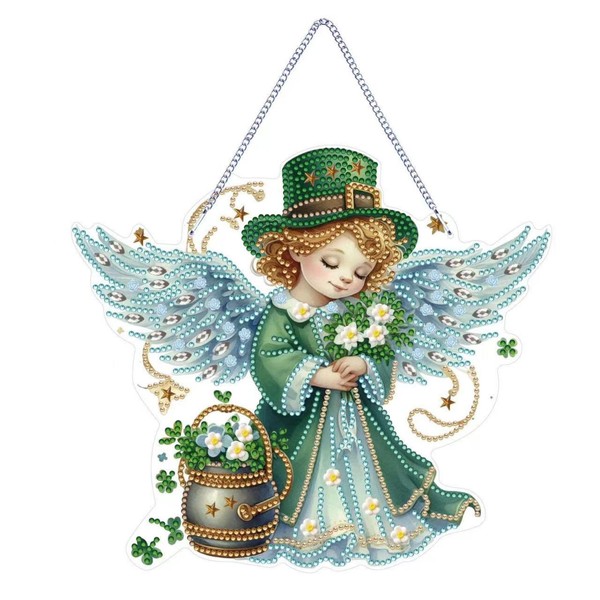 ARTopet DIY Diamond Pendant Ornament St. Patrick's Day Clover Angel