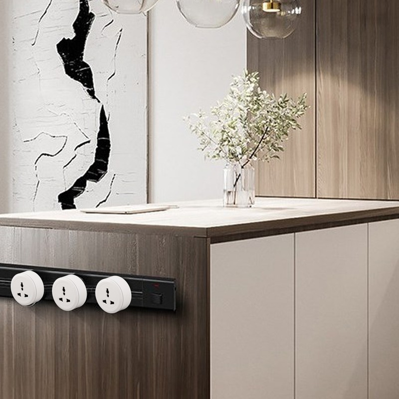 13A Power Track Socket Multifunctional White Round Surface Mounted Movable