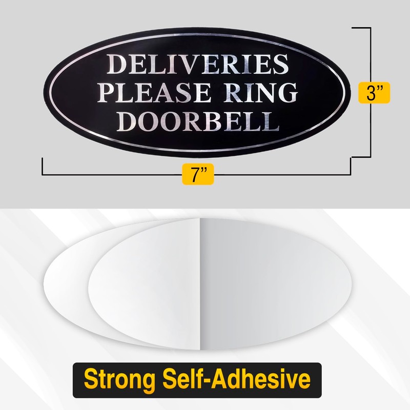 1PC Silver Deliveries Please Ring Doorbell Sign, 7x3 Inches -