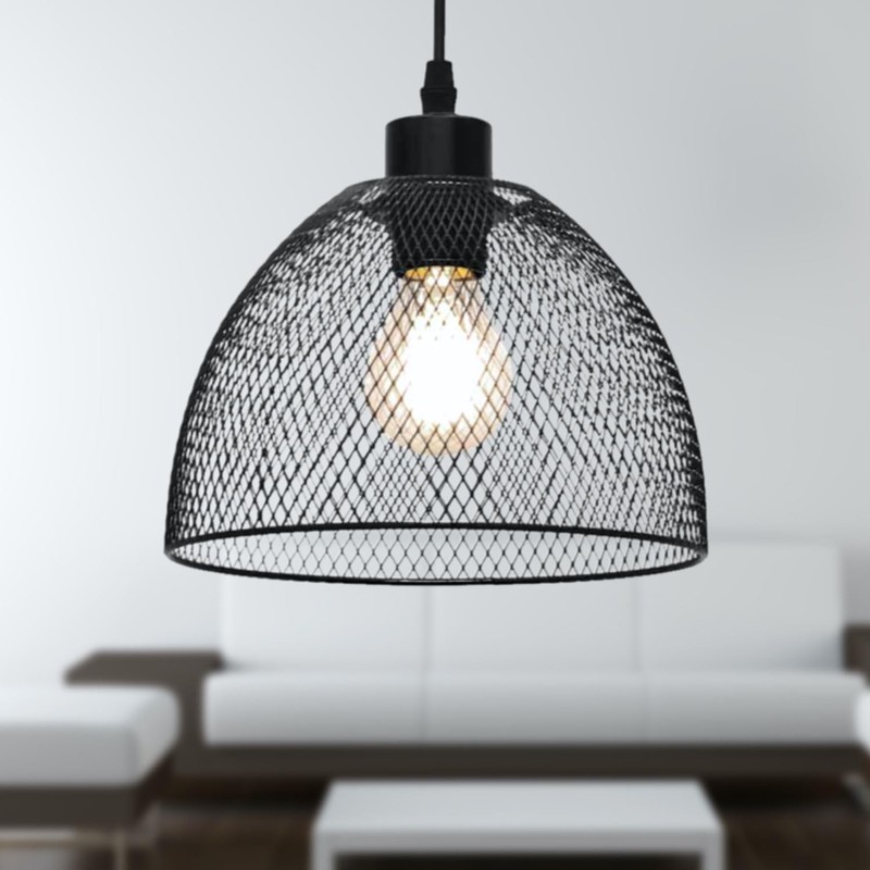 firstchoicelighting Matt Black Mesh Easy Fit Ceiling Pendant Light Shade,