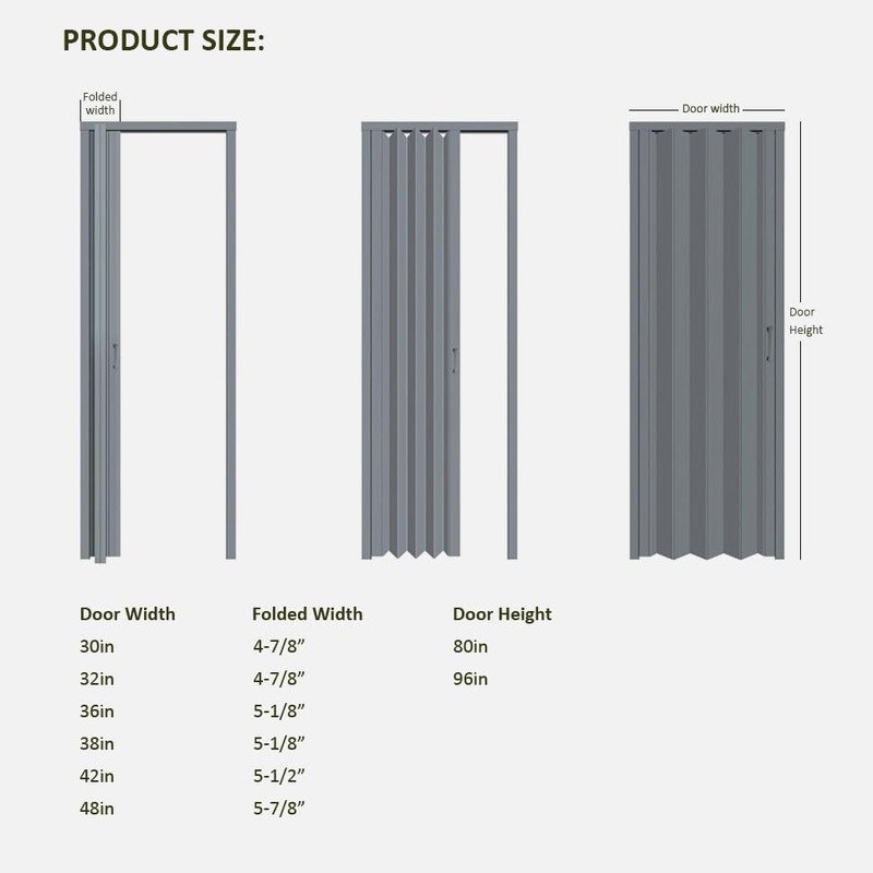 DIYHD 36X80in Interior Folding PVC Accordion Door,Grey,Include Door and Mounting