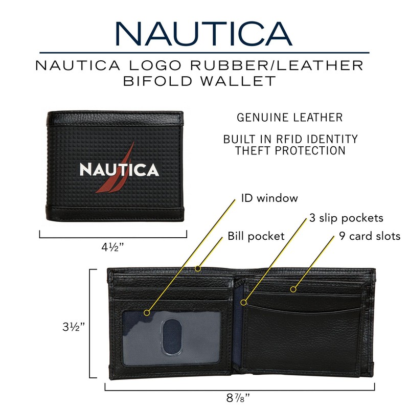 Nautica Men's Bifold Wallet, Navy, One Size