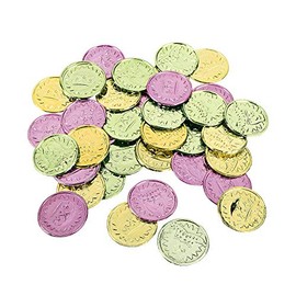 Fun Express - Mardi Gras Coins(4pbh=gr) for Mardi Gras - Toys - Value Toys - Play Money - Mardi Gras - 144 Pieces
