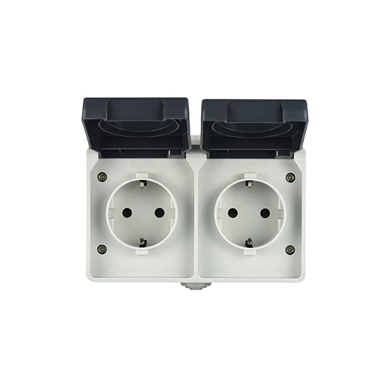 Electraline 605908 2 earthed Contact Socket 2-Way, with lids, Suitable
