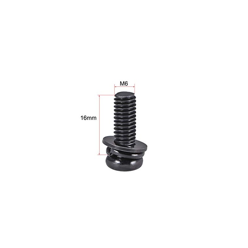 sourcing map M6 x 16mm Carbon Steel Phillips Pan Head