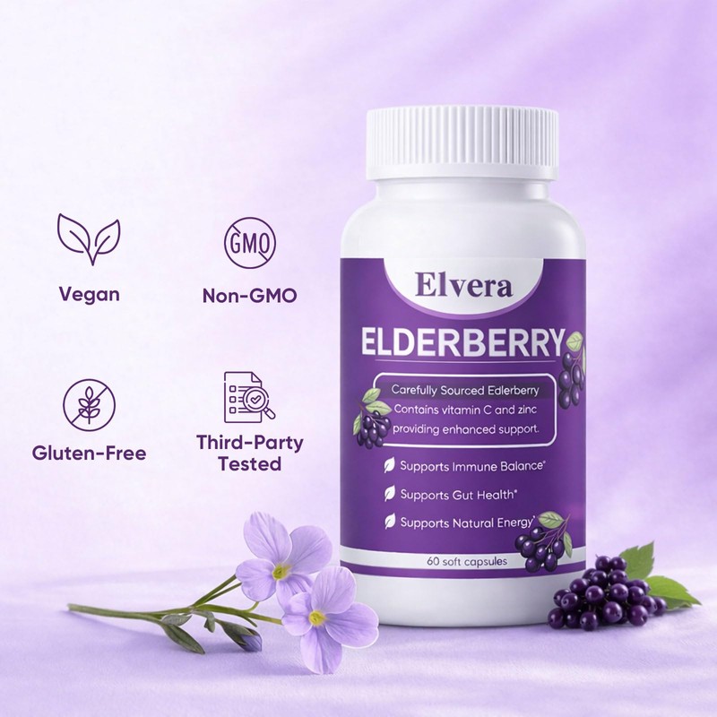 ELVERA Elderberry Gut Support | 1200mg Elderberry Extract, Vitamin C,