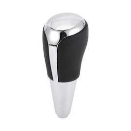 Partuto Automatic Gear Shifter Knob - Car Shift Lever Knob - for Toyota Prius C 2012-2017 Plastic Faux Leather Black Chrome Silver Tone - 1 Pc