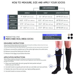 Truform Compression Socks, 20-30 mmHg, Men's Dress Socks, Knee High Over Calf Length, Tan, Small,1944TN-S