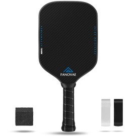 Fanovae 2024 Carbon Fiber Pickleball Paddle, 3K Raw Carbon Fiber Surface, CAS, High Grit & Spin, 16MM PP Honeycomb Core, Ideal for Novice and Pro, Includes Paddle Cover&Eraser, Fanovae POWERMAX 3D