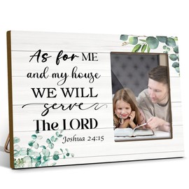 As for Me and My House Wall Decor Unique Picture Frames Religious Wall Decor Picture Frames for Wall Bible Verse Decor Wood Picture Frame Christian Decor for Home Scripture Gifts (4x6 Inch Photo)-M633