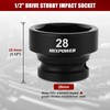 MIXPOWER 1/2" Drive Stubby Impact Socket,CR-MO,28mm,6-Point,Metric,Radius Corner Design, Axle Nut