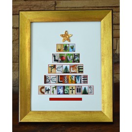 Joy Love Peace Believe Christmas - Framed Photo Letter Art - Custom Alphabet Photography