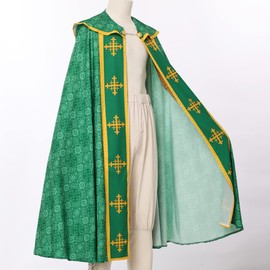 COSDREAMER Unisex Church Catholic Vestments Cape Cloak Priest Celebrant Chasuble Mass Vestments Robe (Green, Medium)
