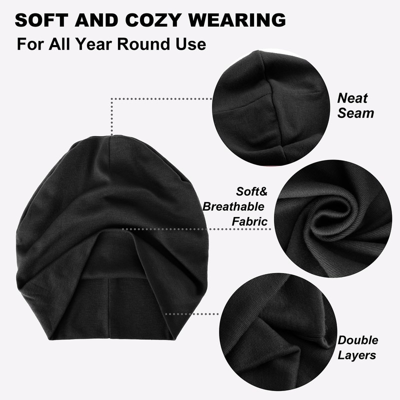 DRESHOW Pack of 2 Slouchy Beanie Hat, Lightweight Beanie, Jersey
