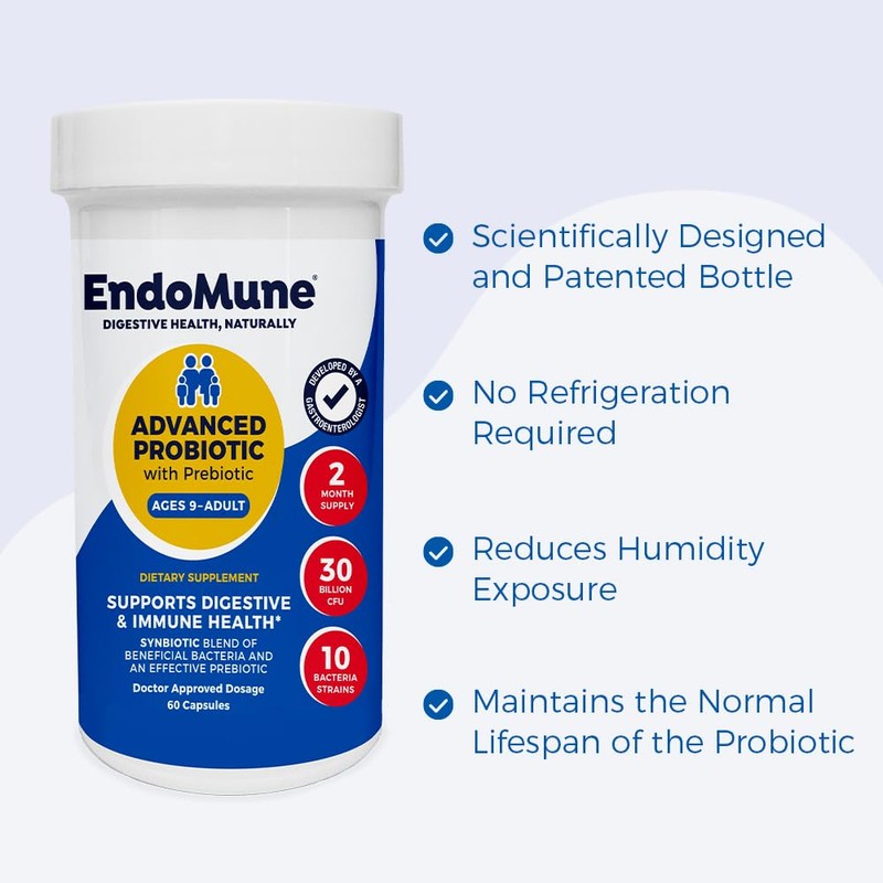 Endomune Advanced Adult Multi-Strain Probiotic Supplement with Prebiotic | 10