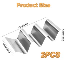 Pack of 2 Taco Holder Stands, Stainless Steel, 25 x 10 cm Taco Holder, Wide Taco Stand with Handles, Dishwasher Safe Taco Holder, Foldable Tortilla Holder in Wave Shape for Tacos, Sandwiches, Sausages