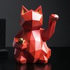 Fortune Cat Figurine Geometry Style Eco Friendly Resin Bright Red