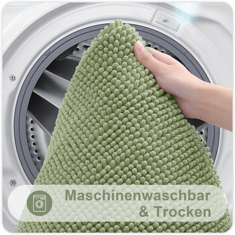 Homaxy Chenille Bathroom Rug, Non-Slip Bath Mat, Washable Bath Mat,