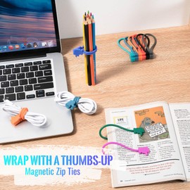 Reusable Magnetic Cable Ties Thumbs-up Magnetic Twist Ties for Cord Cable Organizer and Bundling, Can Be Use in Home Office School Outdoor