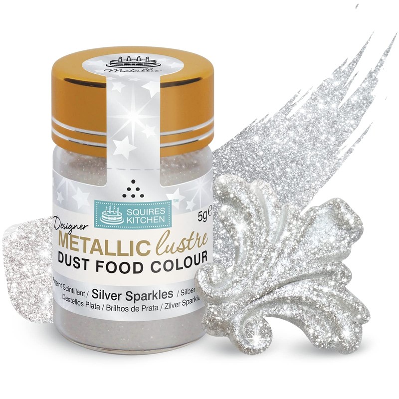 Squires Kitchen Designer Silver Sparkle Metallic Lustre Dust 5g