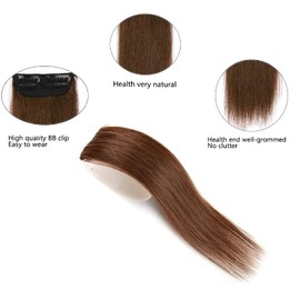 Invisible Hair Extensions Seamless Synthetic Clip in Hair Extension Natural Fluffy Hair Pads Hairpieces Increase Hair Top Side Cover Hairpiece for Women Girls (Light Brown, 14INCH/35CM)