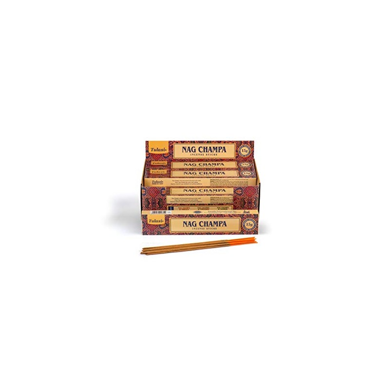 Tulasi Nag Champa, 15 Sticks x 12 Packs, Black, 180
