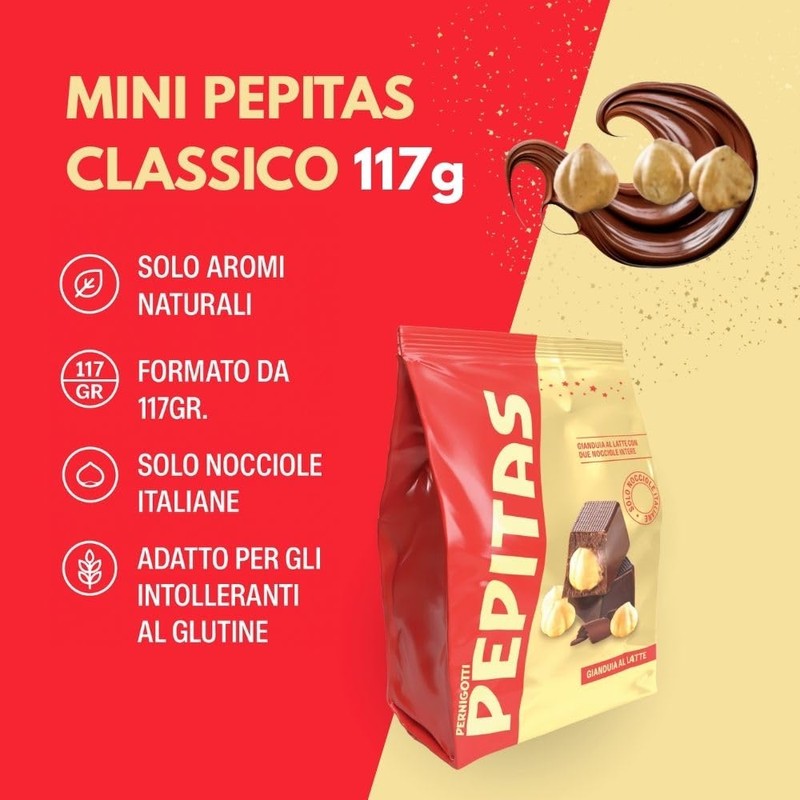 Pernigotti Mini Pepitas Classiche – Cioccolatini con Nocciole Italiane immerse