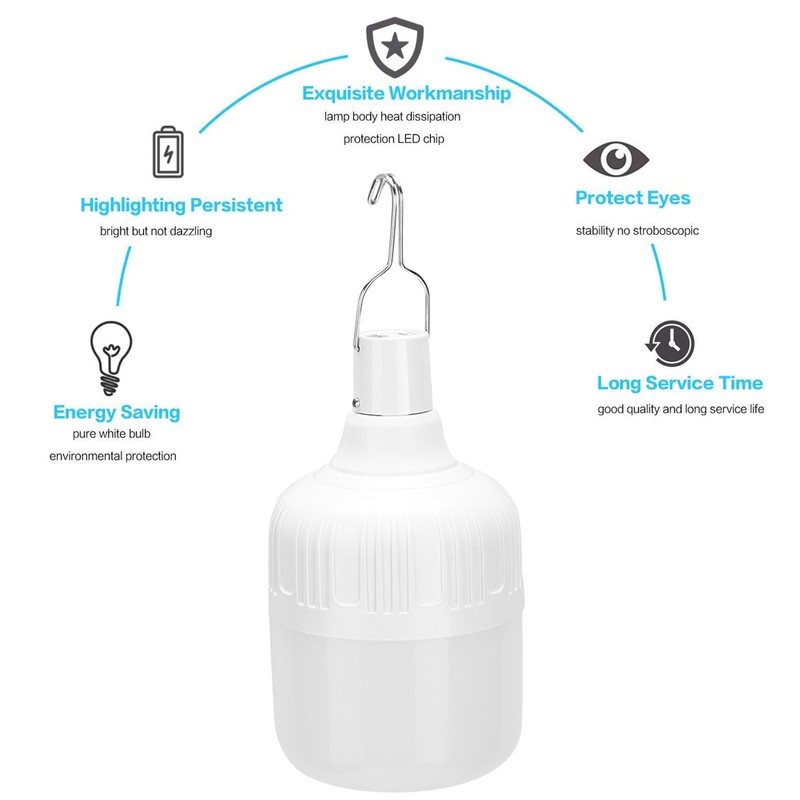 Outdoor LED 5000lm Camping Light USB Charging Portable Hook Hanging