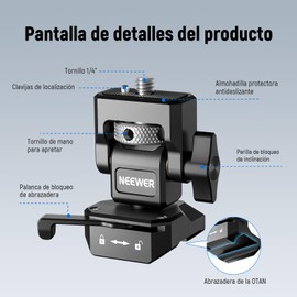 NEEWER Soporte para Monitor de Cámara con Abrazadera NATO, Soporte Resistente de 5" y 7", Inclinación de 180° Ajustable y Giro de 360°, con Pasador Antigiro Compatible con SmallRig Jaula, MA005