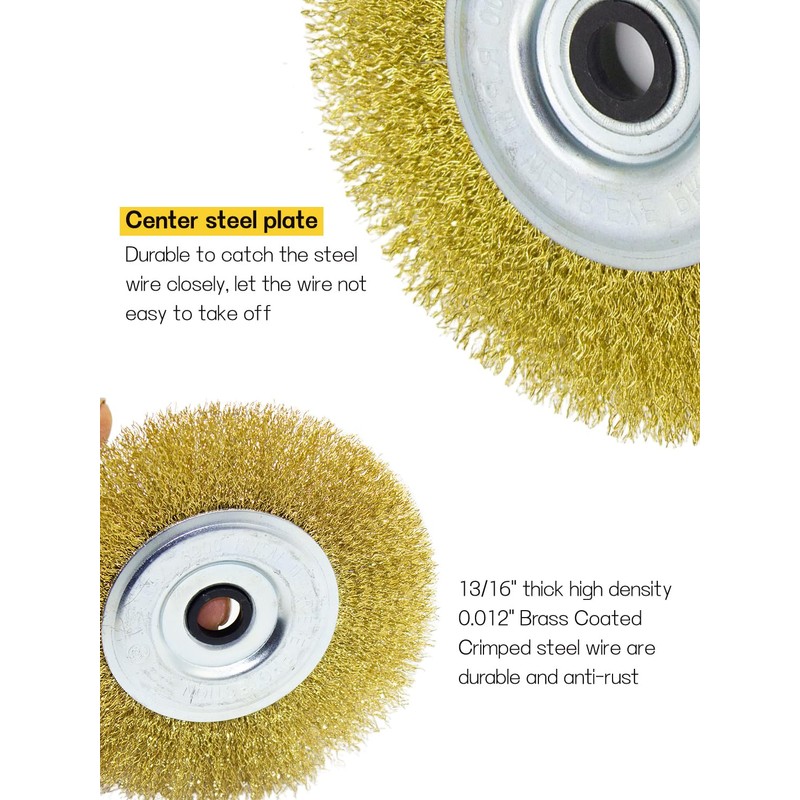 OSFTBVT 6" Bench Wire Wheel Brush Coarse Crimped Steel Wire