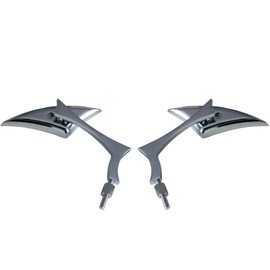 MotorToGo Chrome Sickle Mirror Set with Radical Elbow Stem Motorcycle Mirrors Compatible for Indian Chieftain