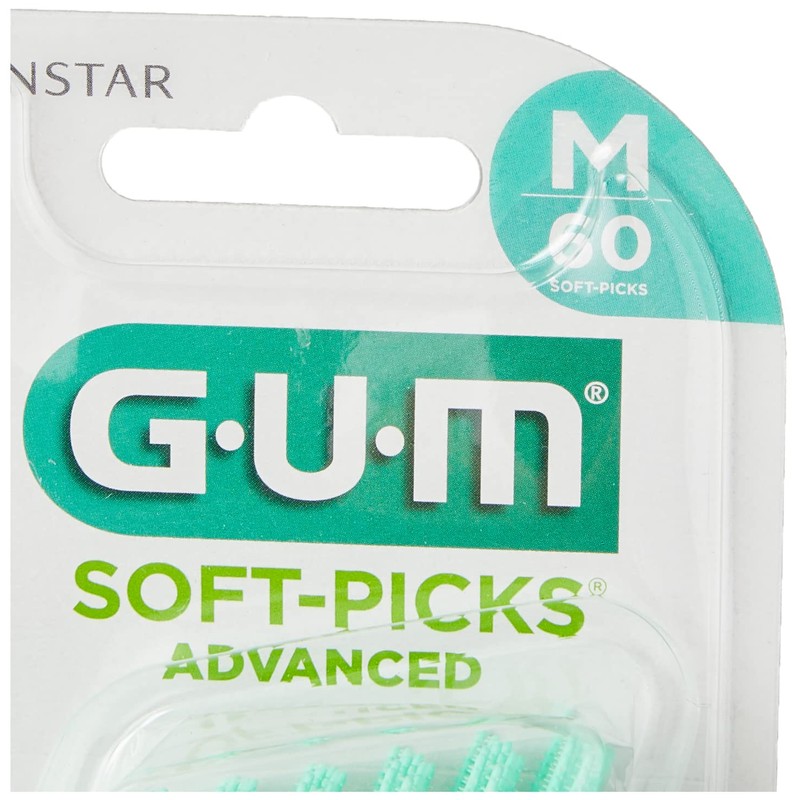 GUM 650 SOFTPICKS Advanced Regular, 60 Pack, Green/White, Standard