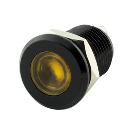 Alpinetech 12mm 1/2" Amber 12V LED Metal Indicator Pilot Custom Dash Light Lamp