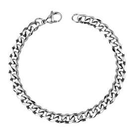 SeiMios Cuban Link Bracelet for Men Women – Stainless Steel Silver Hip Hop Chain Bracelet 8.3 Inches, Unisex Jewelry Gift