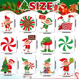 Demissle 24 Pcs Christmas Car Air Fresheners Bulk Lime Green Elf Ornaments Xmas Peppermint Candy Hanging Car Scents Air Freshener Holiday Rearview Mirror Decor for Women Car Accessories Xmas gifts
