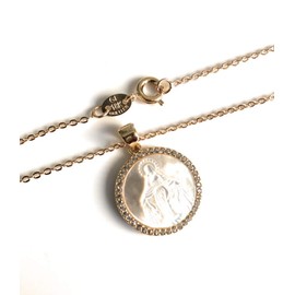 Minimalist Blessed Mother of Pearl Medal 17 Inches Necklace Virgen de la Milagrosa